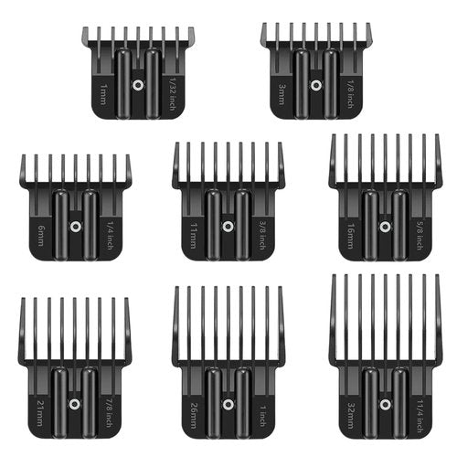 BaBylissPRO Trimmer Guards - Premium Replacement Set with Metal Spring Clip | 8 Pack, 1/32-5/4 Inch Combs