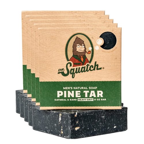 Dr. Squatch Natural Men’s Bar Soap - Cold Process Pine Tar Soap with Natural Oils - 5 oz, 5-Pack