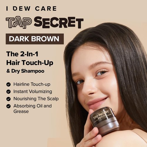 I DEW CARE Dry Shampoo Powder Set - Strengthening & Volumizing Dark Brown Refill | Travel Size, Non-Aerosol, 0.26 Oz