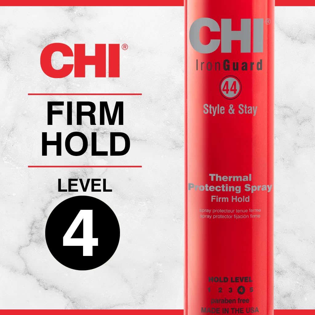 CHI 44 Iron Guard Firm Hold Protecting Spray - Heat Protectant & Hairspray, 10 Oz | Sulfate-Free