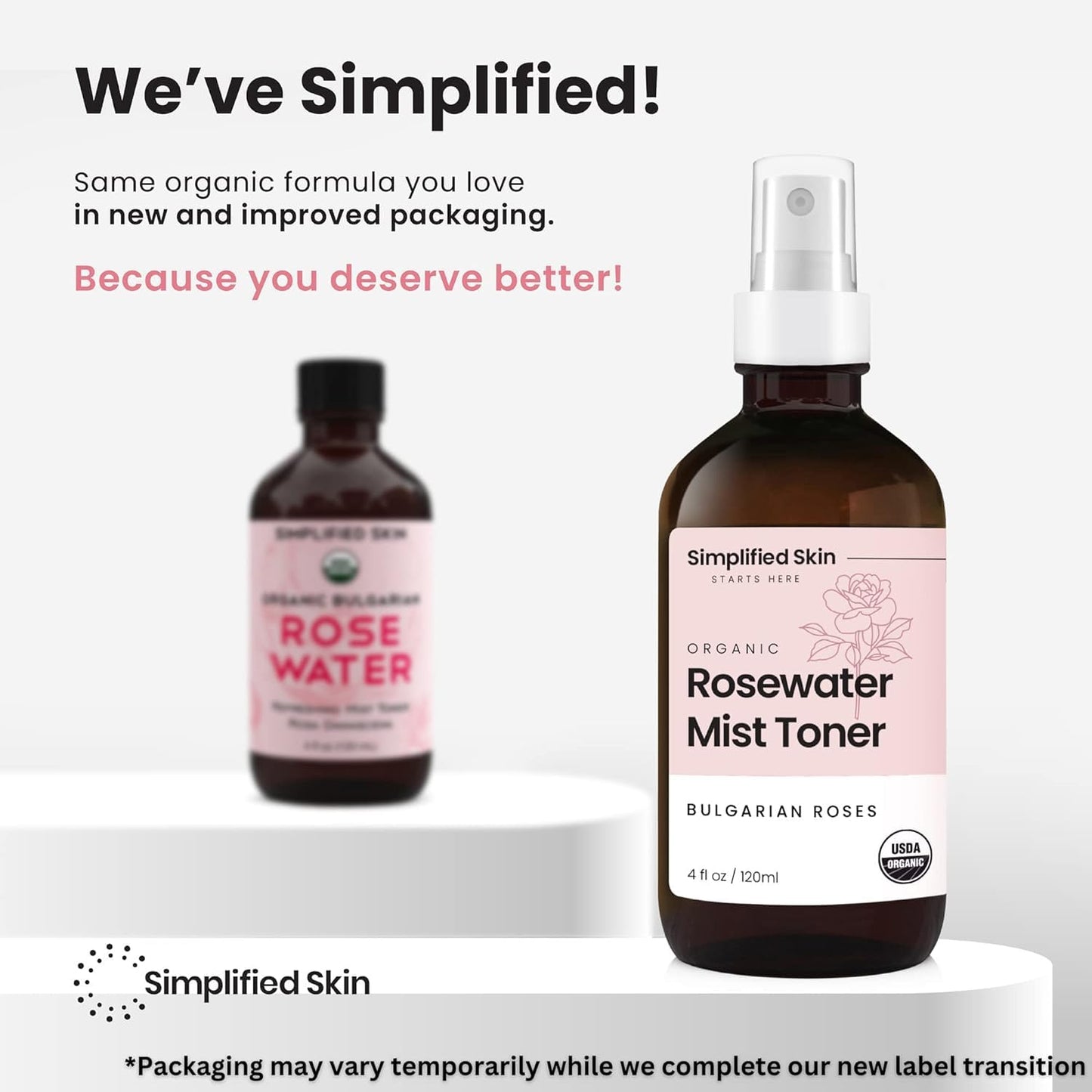 Rose Water Spray for Face & Hair - 100% Natural Organic Face Toner - Alcohol-Free Makeup Remover - Anti-Aging Self Care Beauty Mist - Hydrating Rosewater Refill - 8 Oz