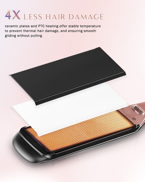 DORISILK 2-in-1 Hair Straightener & Curler - 500°F Ceramic Flat Iron for Frizz-Free, Shiny Hair