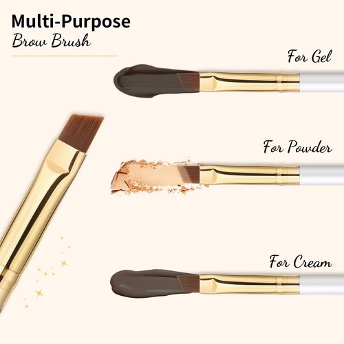 Docolor Eyebrow Brush Duo - Professional Angled Brush & Spoolie for Perfectly Shaped Brows | White