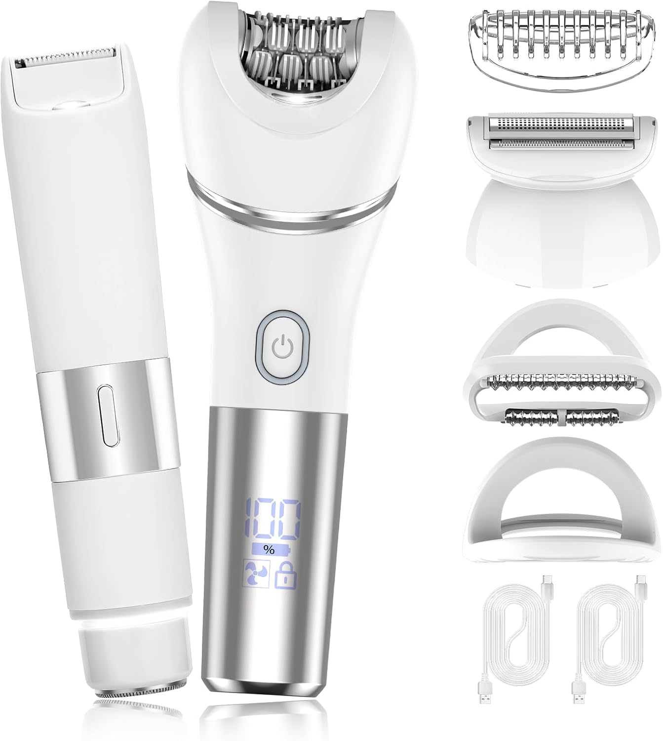 Skiennix Epilator Hair Removal for Women | 2-in-1 Electric Razor & Bikini Trimmer with LED Light