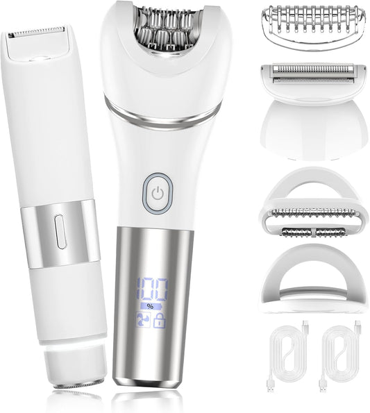 Zesuti Epilators | 2-in-1 Electric Razors for Women - Dual Head Bikini Trimmer & Facial Razor, Cordless for Smooth Wet/Dry Shaving