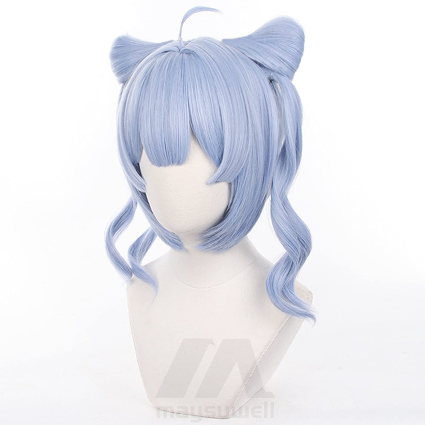 Vtuber Zaion Cosplay Wig with Blue Short Curly Hair Synthetic Fabric for Women with Free Wig Cap for Comic Con, Anime Cosplay Show, Halloween