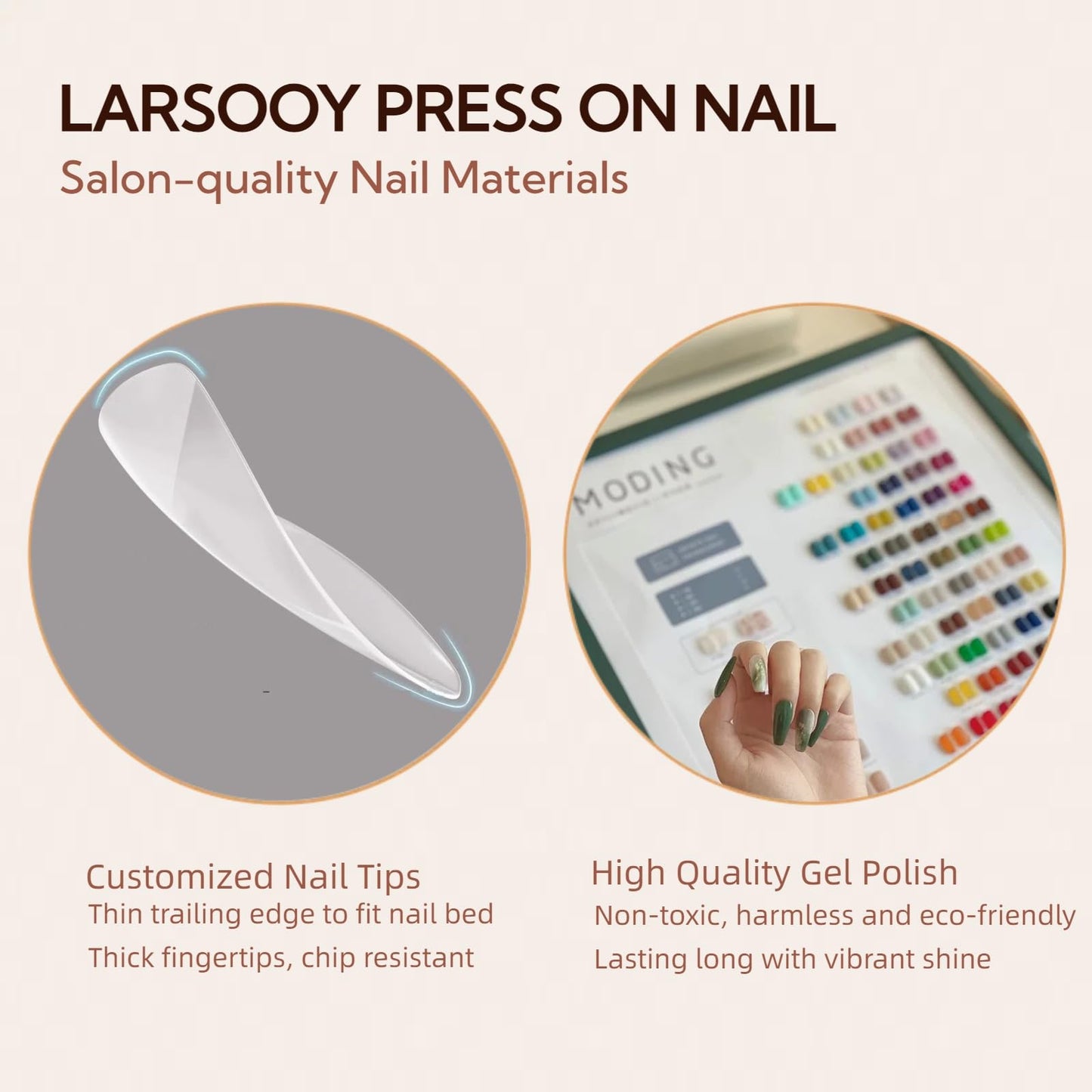 LARSOOY Nails Handmade Press on Nails Middle Long Square | Handmade Nails with Multicolored Stripes | Reusable fake Nails with Unique Designs | False Nails 10 Pcs (Overturned Palette, M)