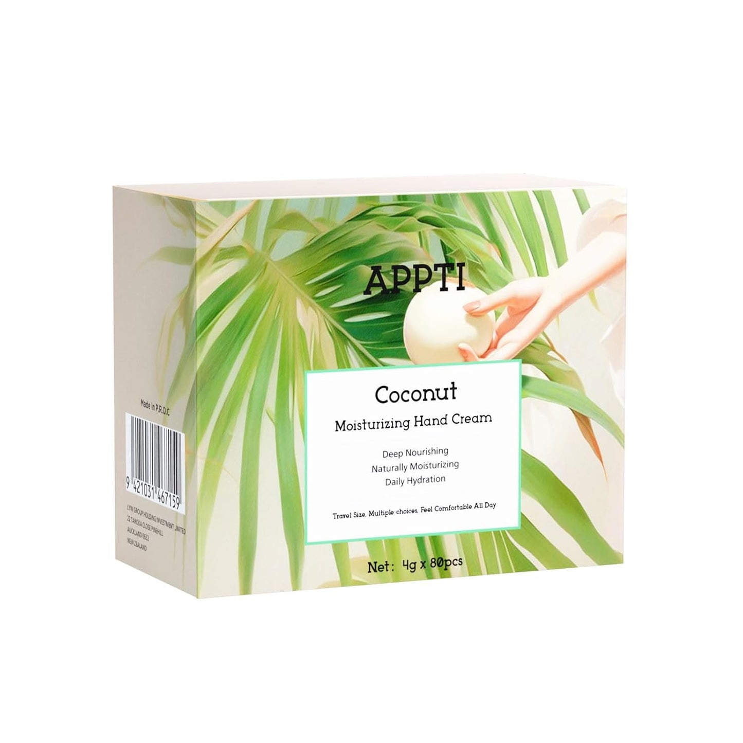 Skiennix Moisturizing Hand Cream - Hydrating Lotion for Dry Hands | Deep Nourishing Coconut, 80 Pack