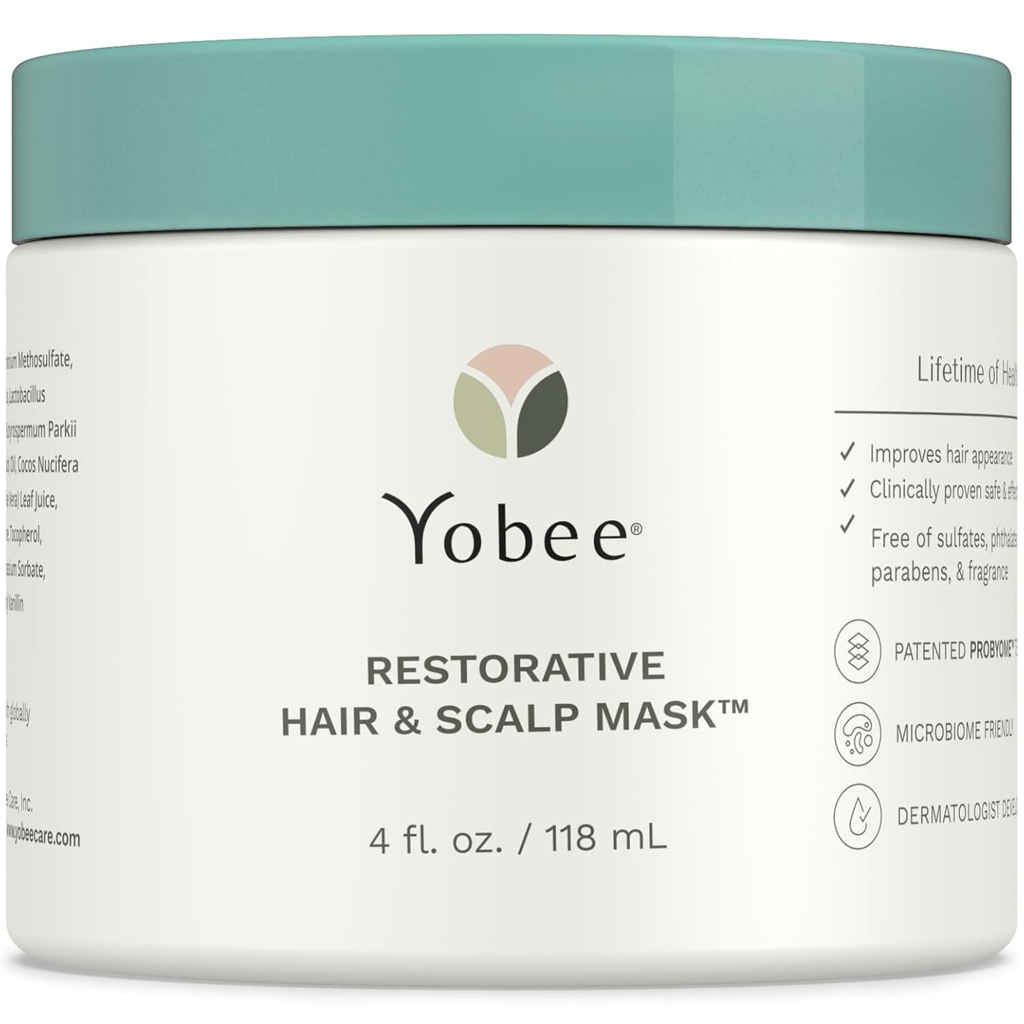 Yobee Restorative Scalp Mask | Dry Scalp Treatment with Probiotic Extracts & Organic Honey - 4 fl oz