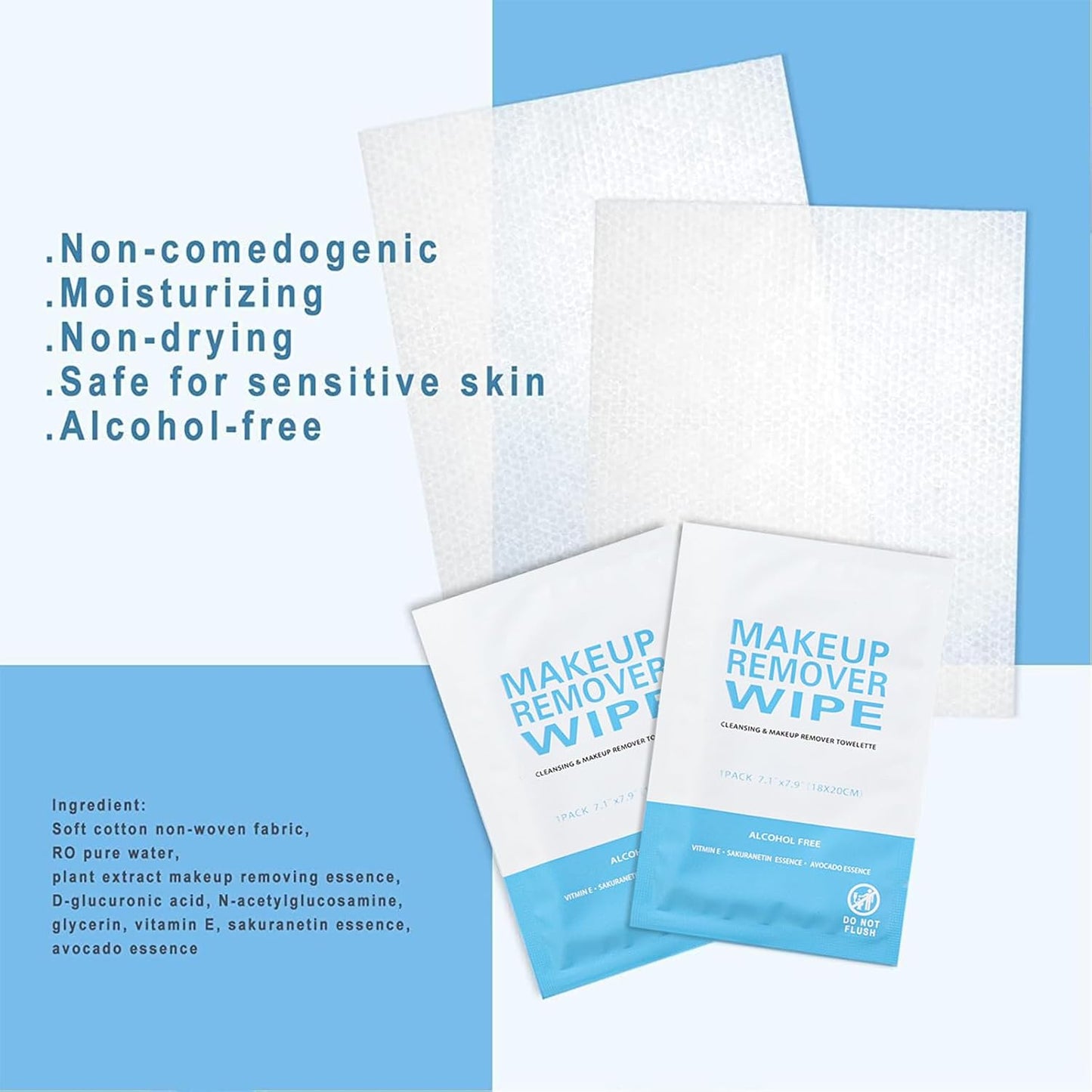 Skiennix Makeup Remover Wipes - 100 Individually Wrapped Cleansing Cloths for Travel & Skin Care
