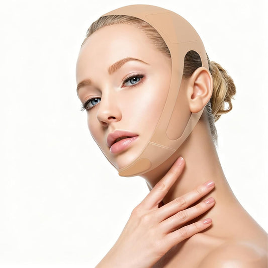 V Line Lifting Mask - Ear-Friendly Design & Chin Strap for Double Chin Support | Reusable U-Shaped Face Slimming Strap