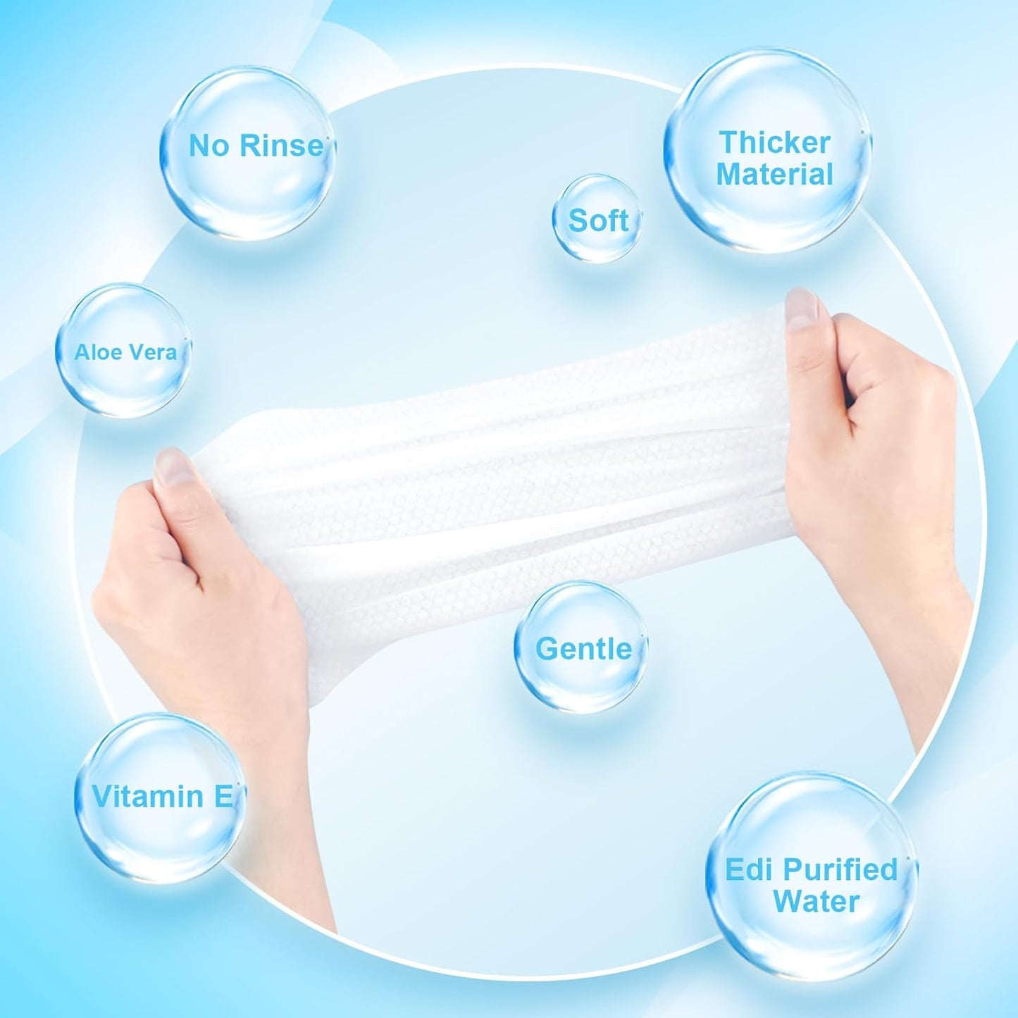 Skiennix Disposable Body Wipes - 50 Individually Wrapped Bath Wipes for Home & Travel | 7.8 x 9.8 Inch, No Rinse