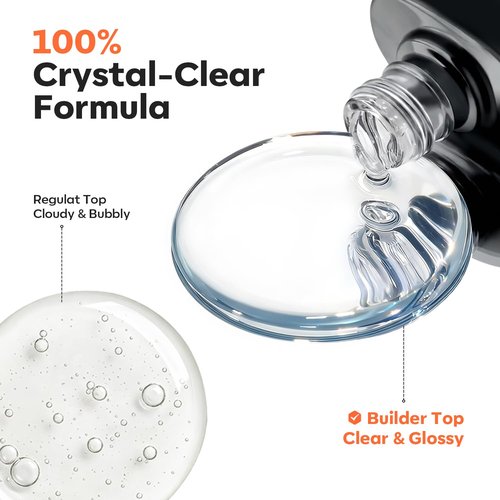 modelones Builder Nail Gel Top Coat 15 ML No Wipe for Cat Eye and Chrome Powder Ultra Gloss Clear Gel Polish Apex Building Nails Strengthener Extension Long Last Soak Off U V Manicure Gift for Women