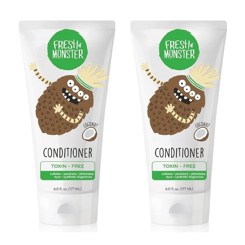 Fresh Monster Kids Hair Conditioner - Toxin-Free & Hypoallergenic Coconut Formula | 2 Pack (6oz Each)