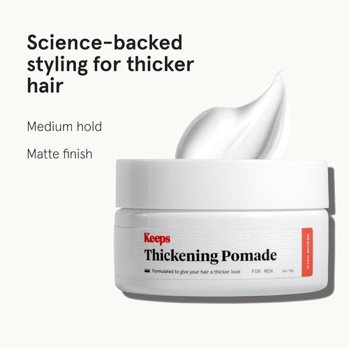 **Keeps Thickening Pomade for Men - Medium Hold Styling with Matte Finish - Travel Size 3 Oz**