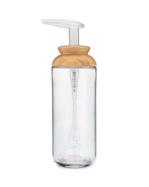 Full Circle Soap Opera | Recycled Glass Gel Soap & Lotion Dispenser with Bamboo Lid - 12 Oz, Clear