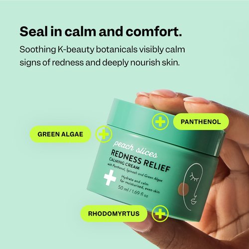 Peach Slices Redness Relief Calming Cream - Hydrate & Soothe Skin (1.69 oz) | Vegan & Cruelty-Free