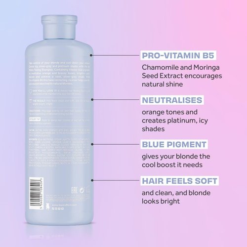 Lee Stafford Blue Toning Shampoo - Corrects Brassy & Orange Tones for Bleach Blonde Hair | 16.9 Fl Oz
