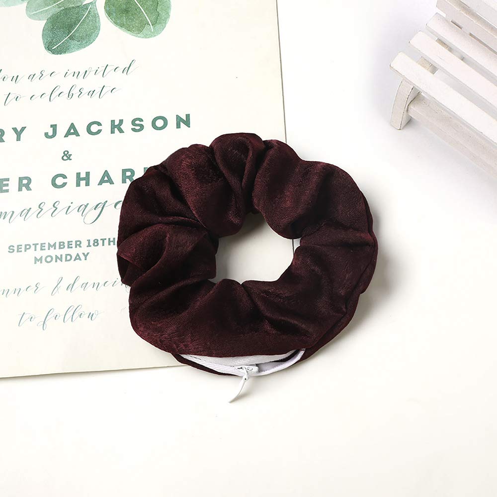 DINPREY Women Premium Velvet Scrunchie with zipper pouch, 7 Count Hair Ties, Soft Stash Hair Elastic Ties for Vsco Girl Stuff, Rainbow