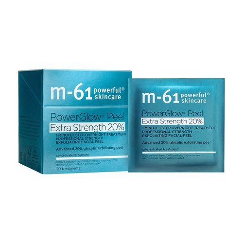 M-61 PowerGlow Peel - Extra Strength 20% Glycolic Acid Exfoliating Facial Peel | Intense Overnight Resurfacing Treatment | Derm & Allergy Tested