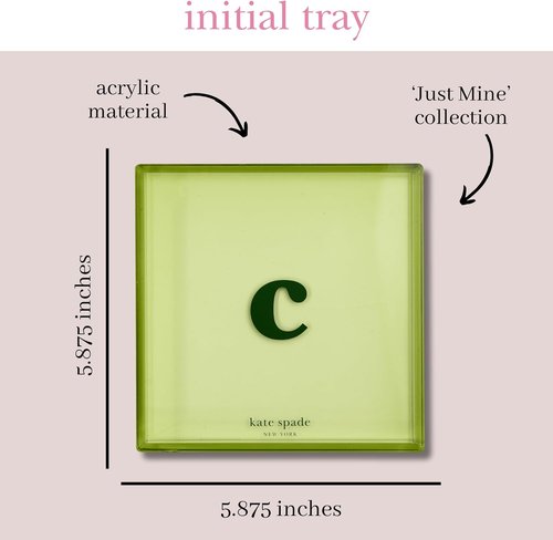 kate spade new york Initial Decorative Initial Tray, Personalized Acrylic Vanity Letter Tray, Just Mine (C)