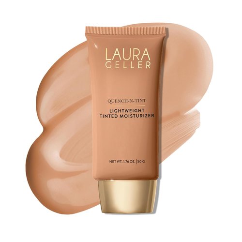 Laura Geller New York Quench-N-Tint Tinted Moisturizer - Sheer Buildable Coverage - Lightweight Formula with Hyaluronic Acid, 04 Medium