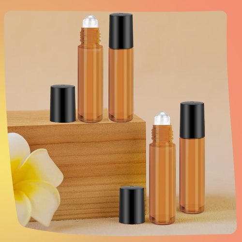 150 Pcs Essential Oil Roller Bottles 10 ml Leakproof Empty Glass Roll on Bottles with Stainless Steel Roller Balls with 20 Funnels 20 Droppers 5 Opener for Travel Perfume Essential Oil(Amber)