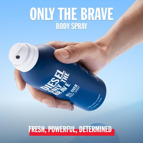 Diesel Only The Brave Body Spray for Men - Fougere Scent with Lemon, Rosemary & Ambery Wood | 6.8 Fl. Oz.