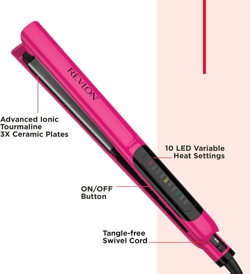 Revlon Smooth Brilliance Ceramic Hair Flat Iron - Ultra-Sleek Styling Tool (1 Inch)