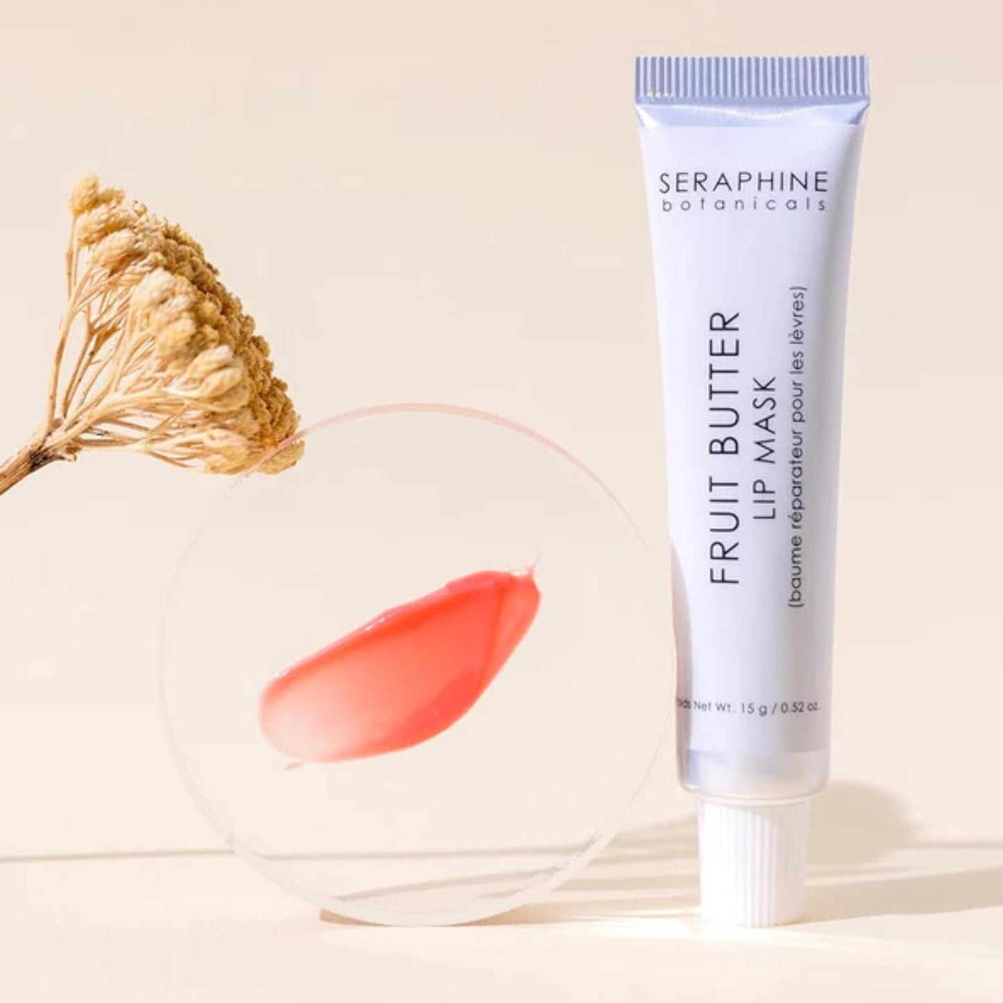 Seraphine Botanicals Restorative Lip Mask - Overnight Gel Balm with Shea Butter & Jojoba Oil | Vegan, 0.51oz