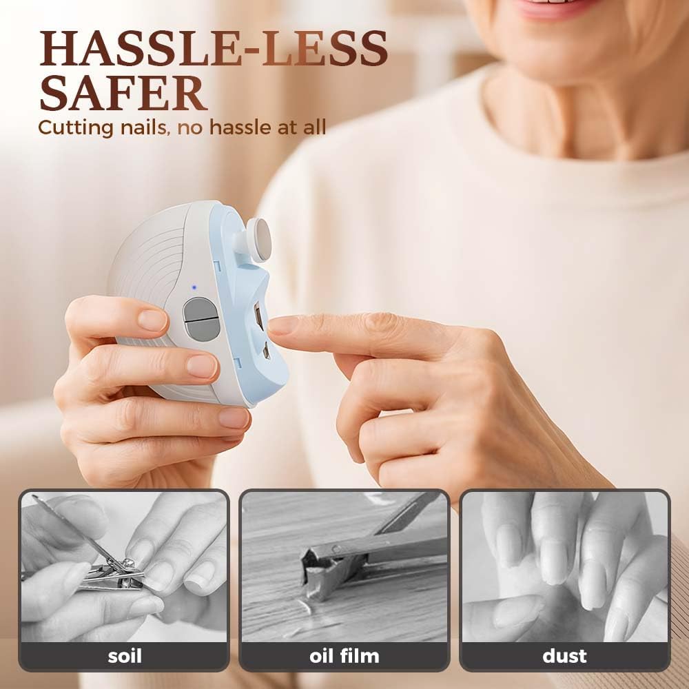 Electric Nail Clippers for Fingernails Toenails, 2026 New Automatic 2 in 1 Nail Trimmer with LED Light Cordless, Clip Storage, Rechargeable Nails Clippers for Adults Seniors (White)