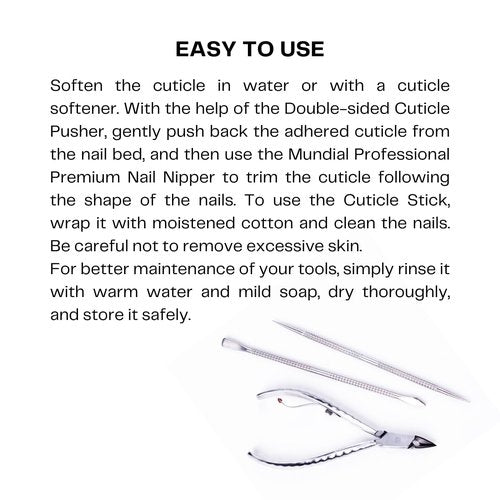 Mundial Nail Care 3-Piece Set | Professional Stainless Steel Cuticle Nippers & Manicure Tools
