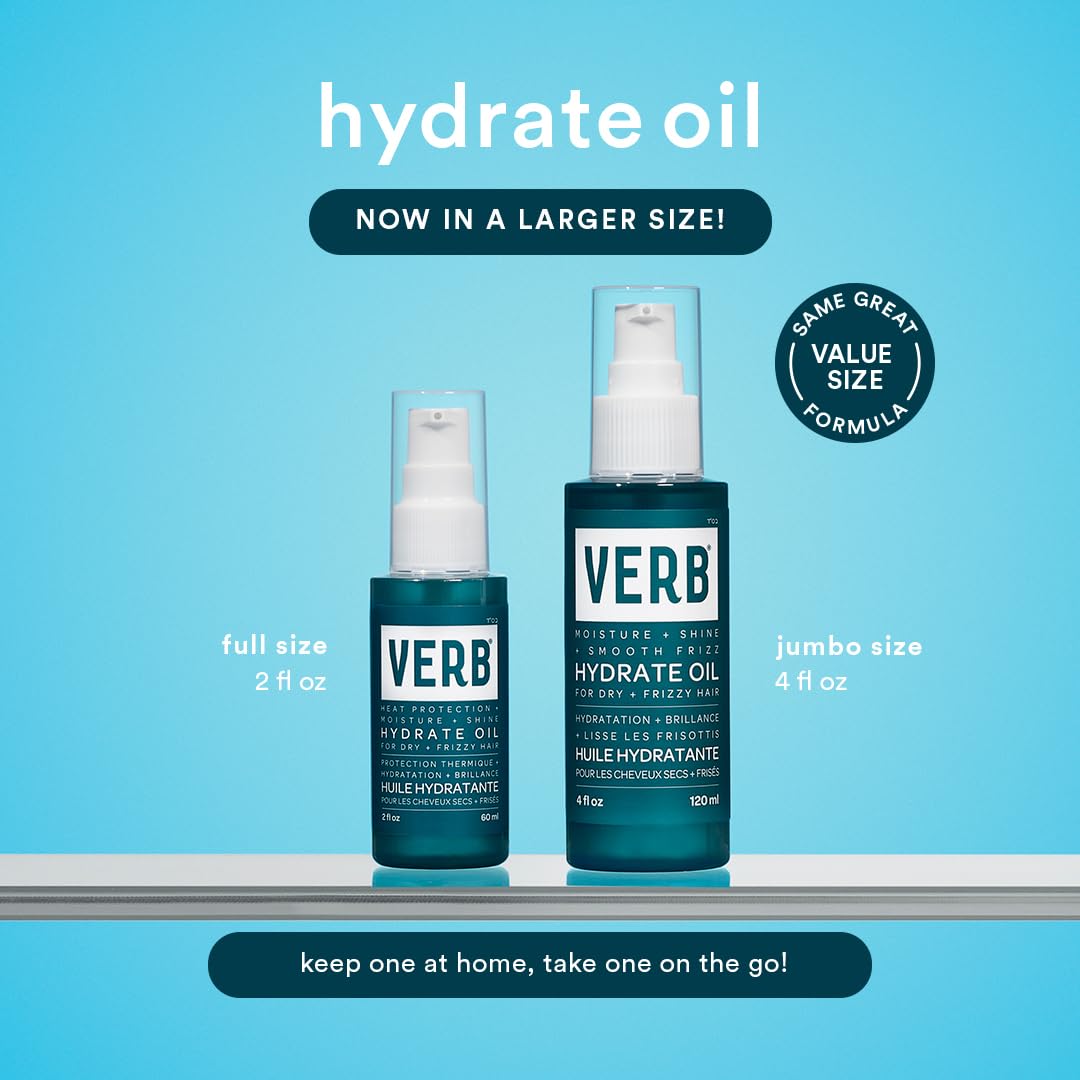VERB Hydrate Oil - Moisturizing Hair Treatment - Enhances Shine & Smooths Frizz - Amber + Warm Jasmine Scent