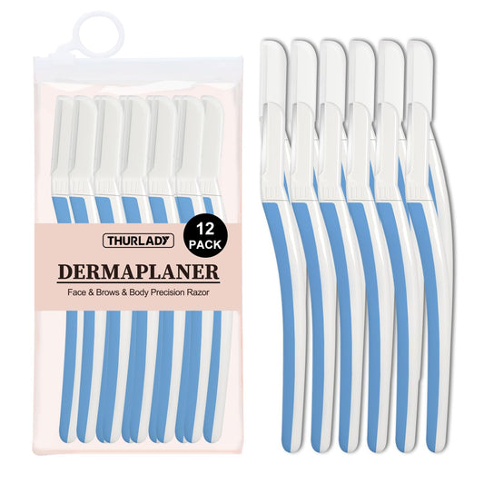 Skiennix Dermaplane Razor Set - Gentle Exfoliation & Facial Hair Removal | 12 Pcs, Aegean Frost