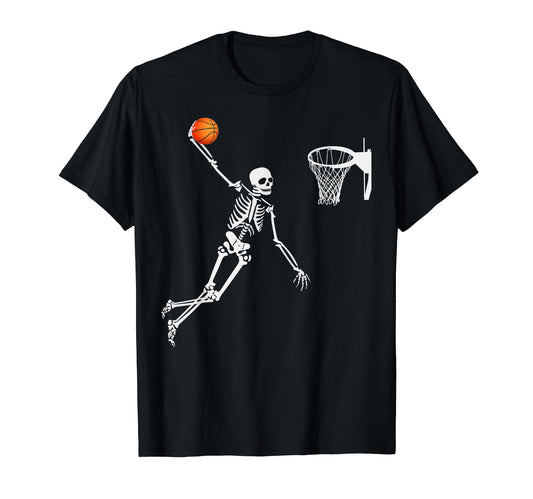 Monster Slam Dunk Halloween Basketball Skeleton Skull Dunker T-Shirt