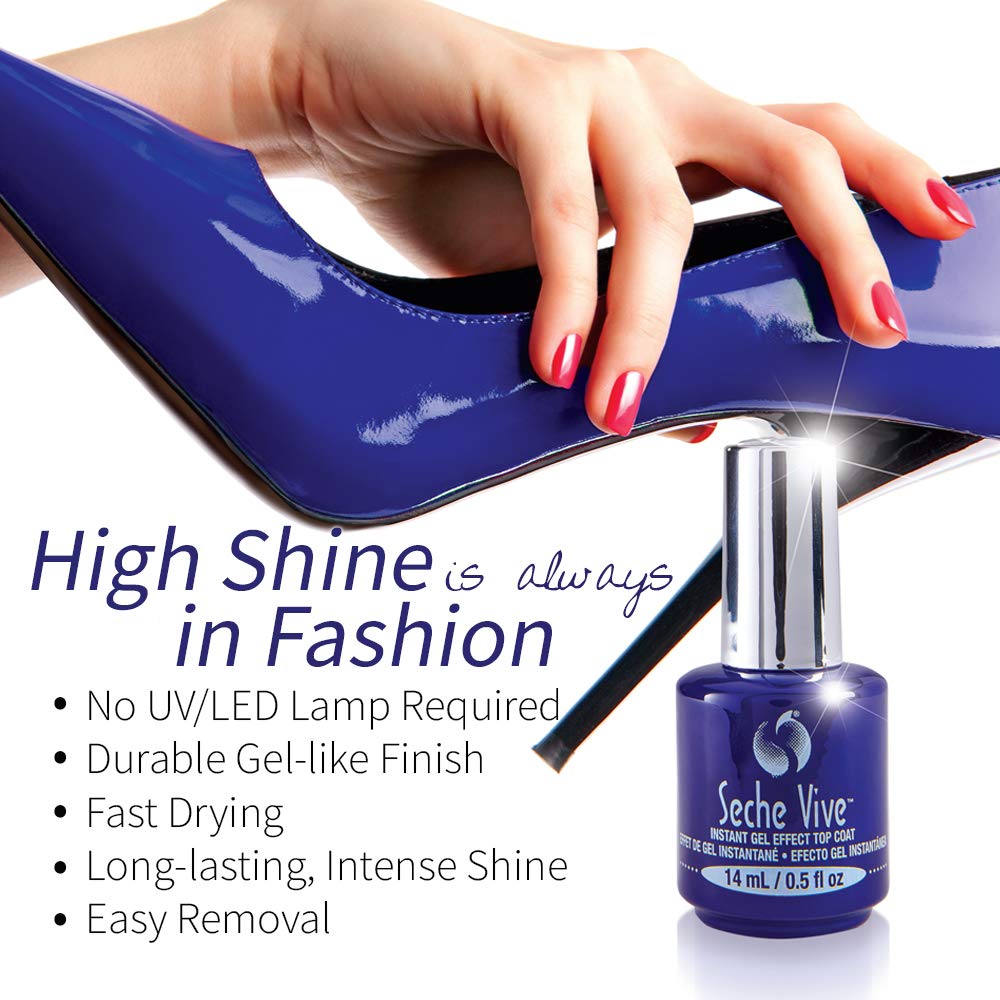 Seche Vive | Instant Gel Effect Top Coat Nail Polish - Perfect for Manicure & Pedicure, 0.5 Oz, 2-Pack