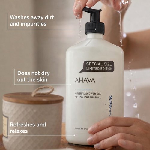 AHAVA Mineral Shower Gel - Revitalizing Dead Sea Water Formula for Refreshing Cleanse