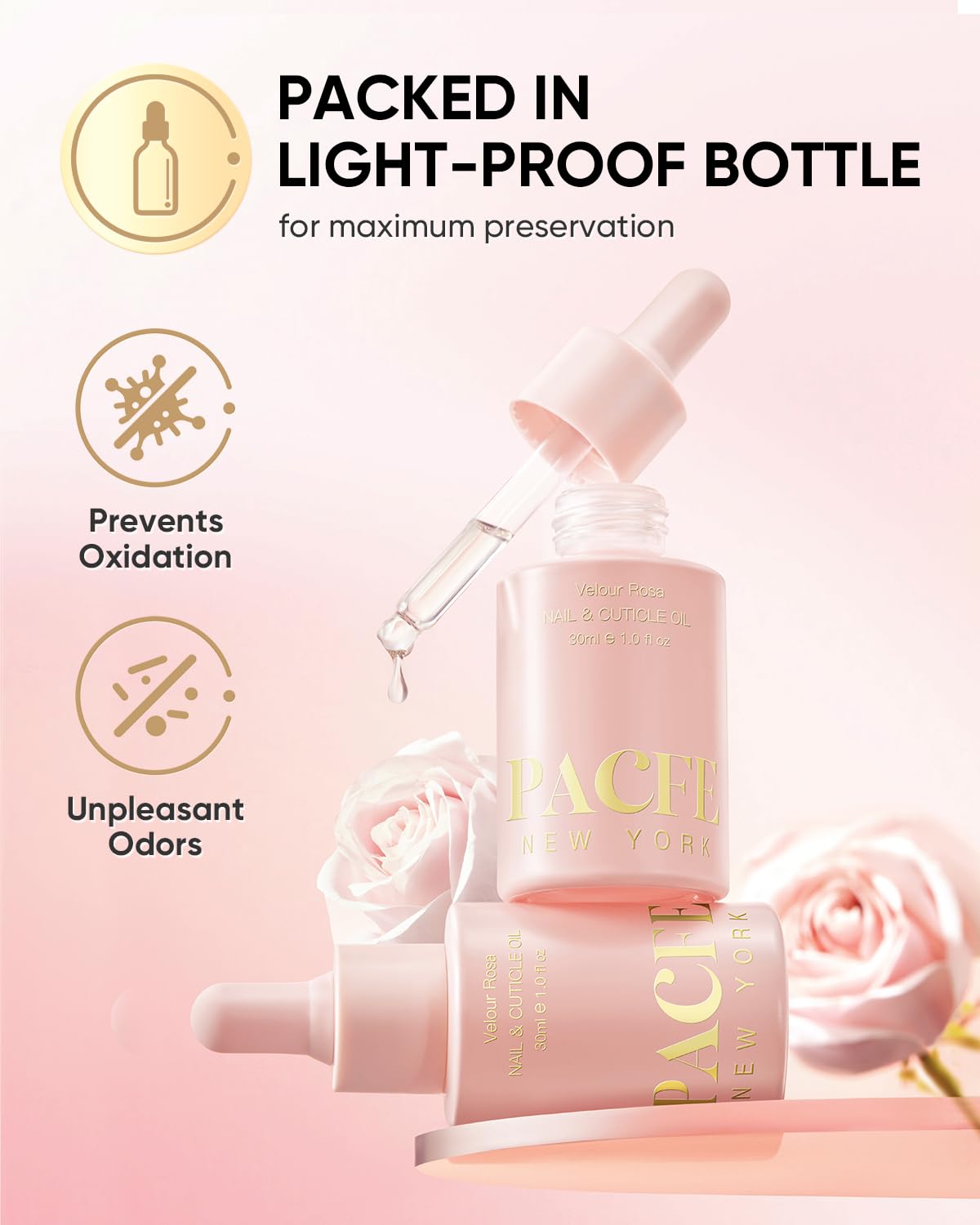 Velour Rosa Nail & Cuticle Oil - 100% Natural Hydrating Treatment with Jojoba Oil & Vitamin E - 1.0 fl oz
