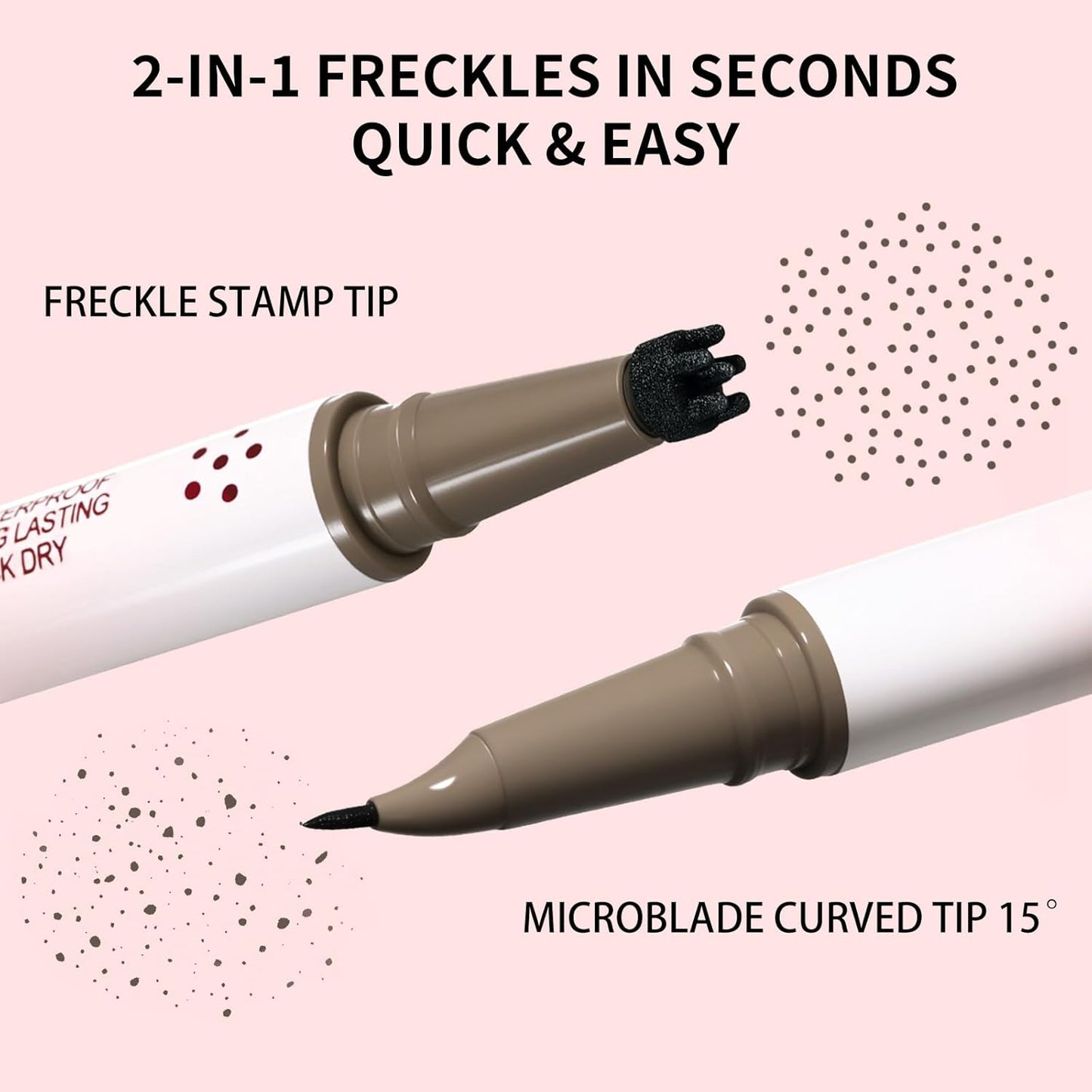 UCANBE Dual-Ended Freckle Pen & Stamp - Waterproof, Smudge-Proof Makeup for Long-Lasting Faux Freckles (Light Brown & Chestnut)