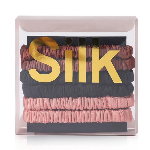 6PCS Silk Scrunchies, Elastic Mulberry Silk Hair Ties, 100% Scrunchies for Women Girls, Elastic Ponytail Holders No Damage
