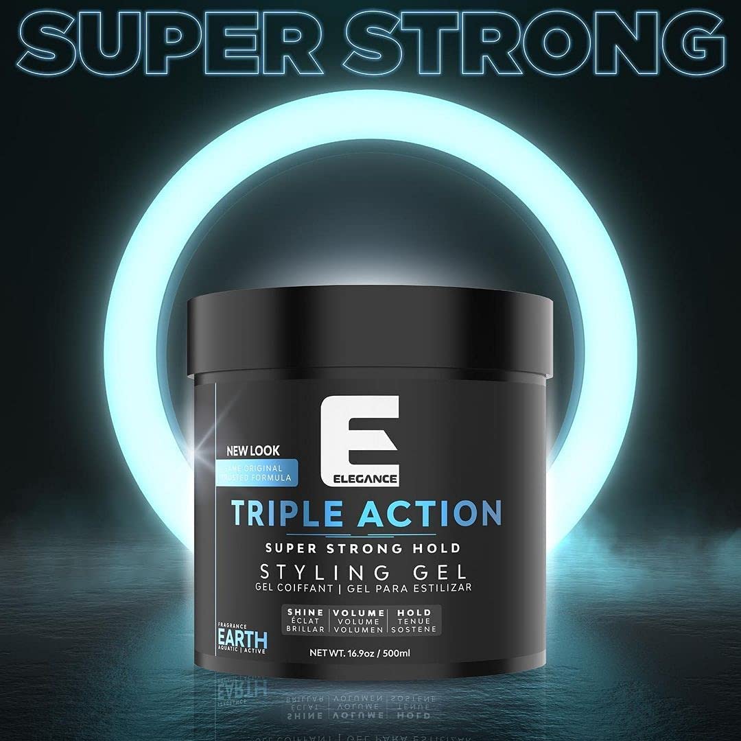 E Elegance Earth Fragrance Hair Gel - Super Strong Hold & Extreme Volume | Flake-Free, 8.45oz