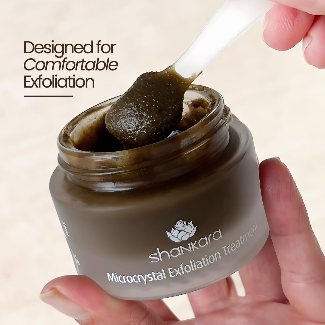 Shankara Exfoliating Face Scrub - Algae & Aloe Gel with Turmeric, Lavender & Papaya | 50 ml for Rejuvenating Skin