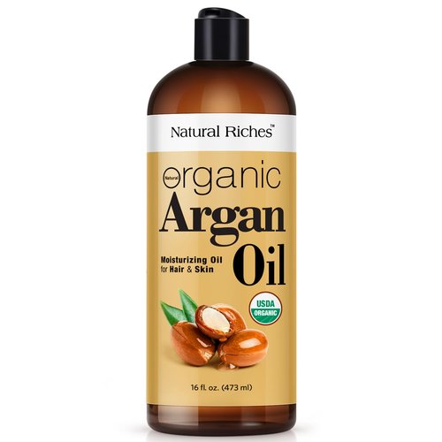 Natural Riches Organic Argan Oil - 16oz Deep Moisturizing Serum for Dry, Damaged Hair & Skin