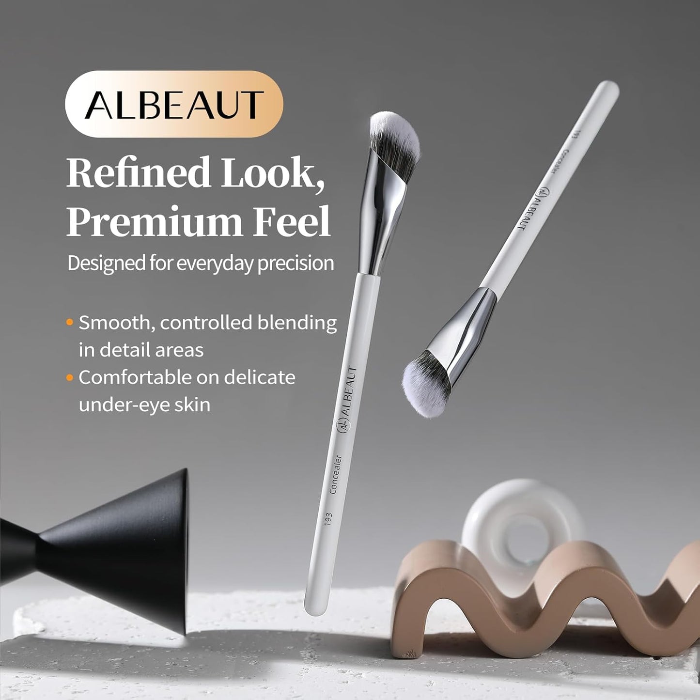 Albeaut Concealer Brush - Angled Precision Makeup Tool for Flawless Under Eye Blending