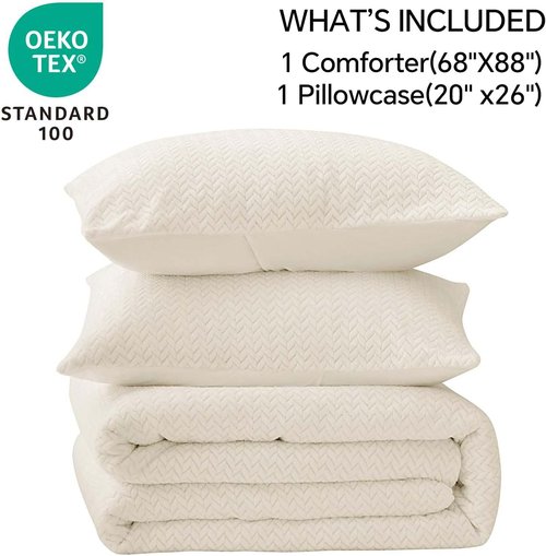 ChiXpace Flannel Fleece Twin Comforter Set - Ultra Soft Furry Beige Leaves Pattern | Cozy Velvet Bedding with 1 Pillow Case
