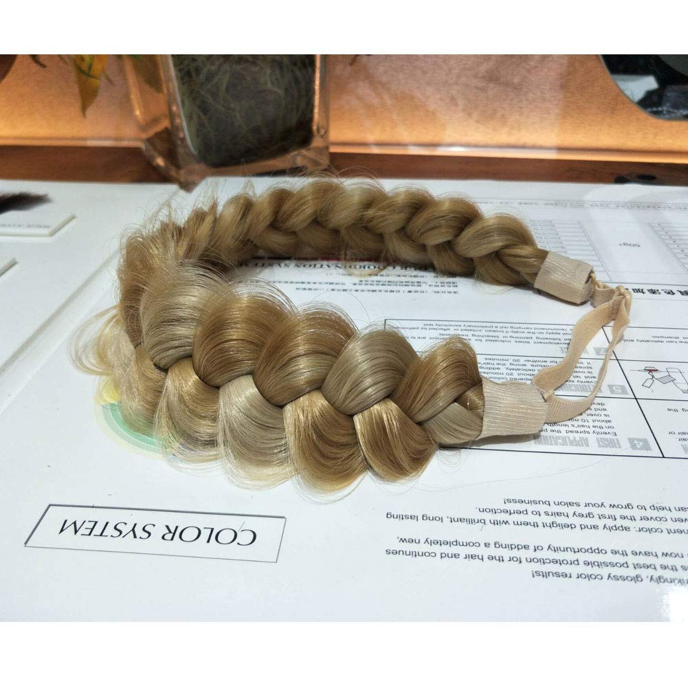 TOECWEGR Synthetic Hair Braided Headband Classic Wide Strands Wedding Disorderly Fluffy Braids Wig Band Women Beauty Accessory