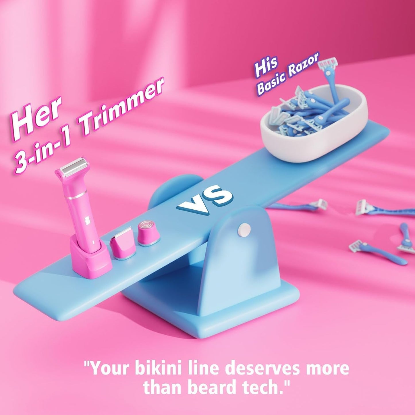 Skiennix Bikini Trimmer for Women - IPX7 Waterproof Hair Remover for Shower & Travel | 3-in-1 Design with Hypoallergenic Blades