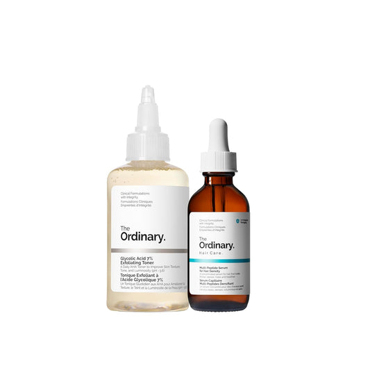 The Ordinary Haircare Set - Glycolic Acid 7% Exfoliating Toner & Multi-Peptide Serum for Density
