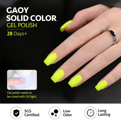GAOY Neon Yellow Gel Nail Polish, 16ml Soak Off Gel Polish, UV Light Cure for Nail Art DIY Manicure at Home, 2449 Neon Yellow