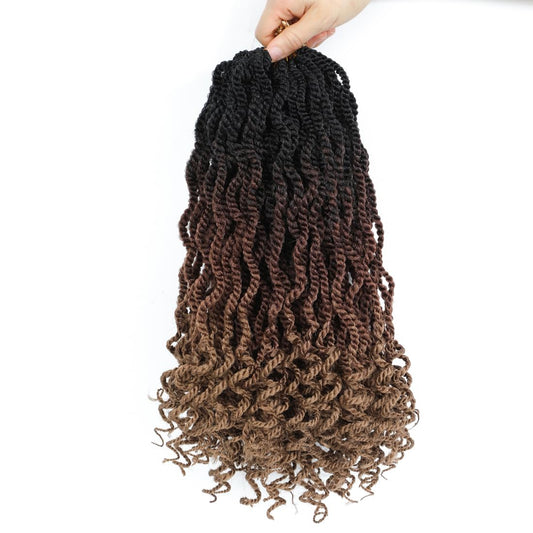 Fayasu Wavy Senegalese Twist Crochet Hair 12 Inch for Black Women Pre-twisted Kids Crochet Hair 8Packs Braids Ends Synthetic Hair Extension(12Inch Pack of 8),1B/30/27)